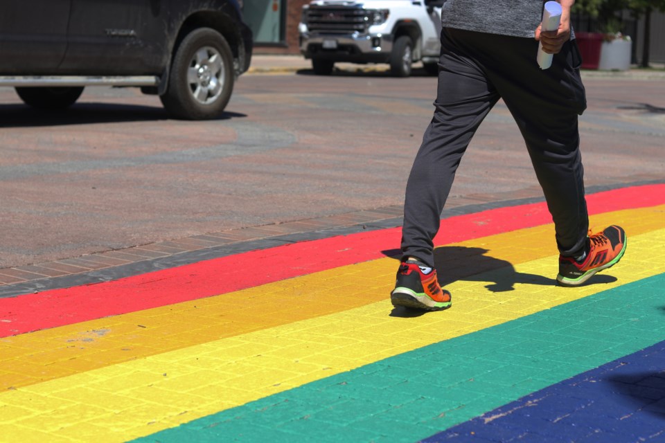 A new colourful crosswalk appeared in downtown Timmins.