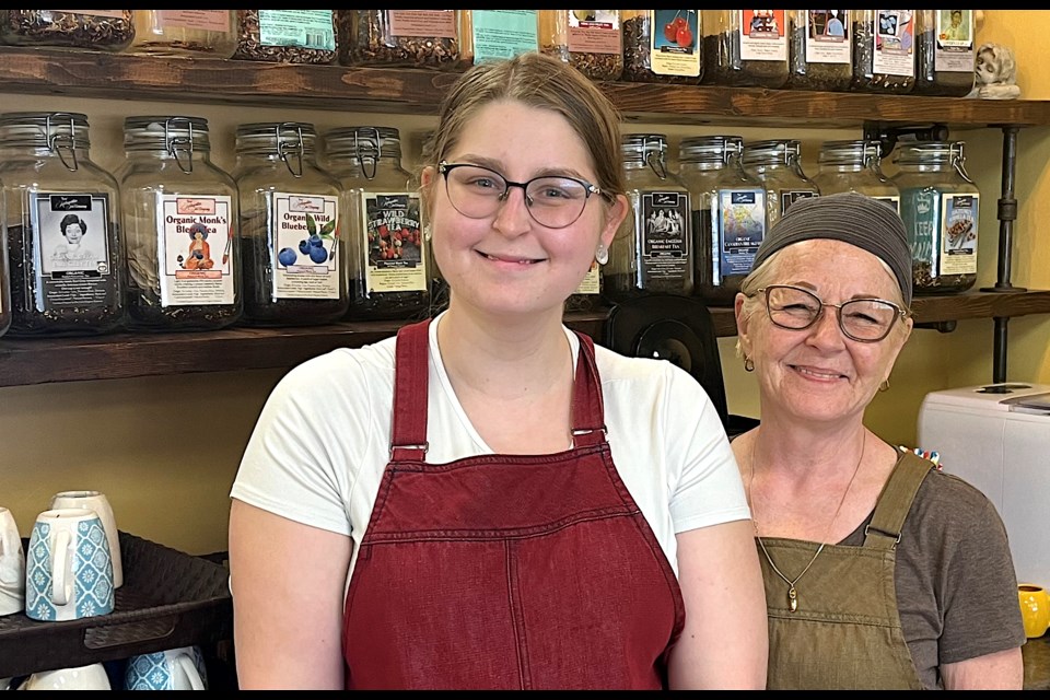 Aline's Tea Shop owner Claudette Lambert, right, and Catharine Lockhart enjoy serving customers daily. The restaurant specializes in comforting lunches, featuring soups and sandwiches, and homemade baked goods.