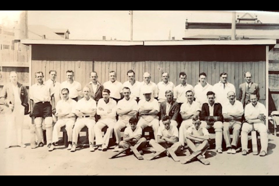 The Timmins cricket team from the 1930s. William Place, the first to hit for a century in cricket for Timmins, is the second from the left in the middle row.