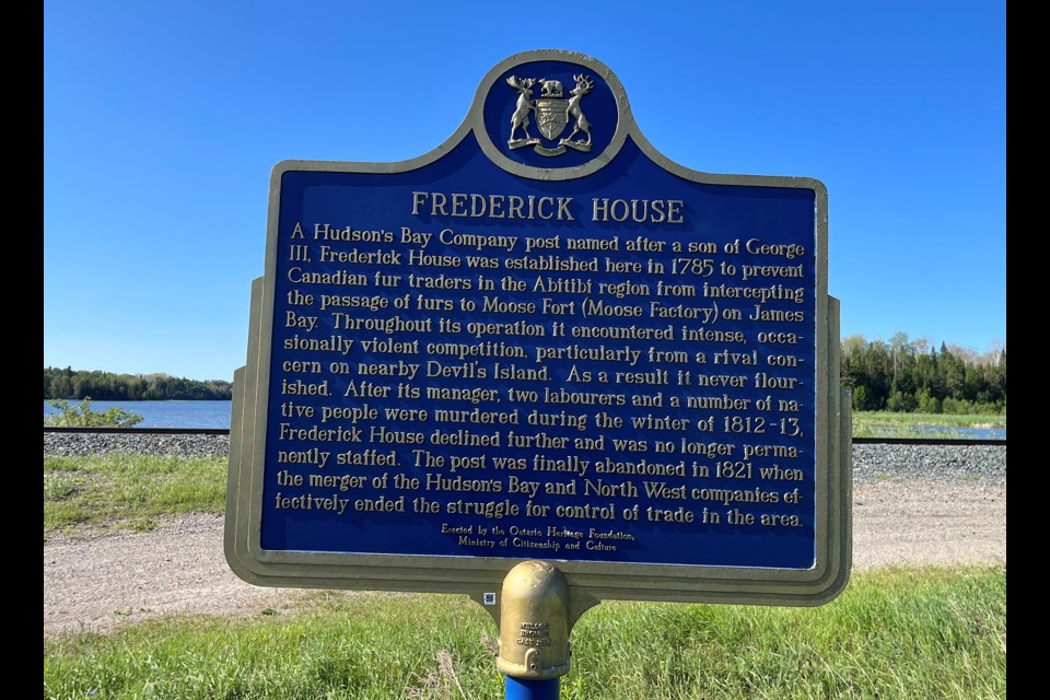 This plaque marks the area where the Frederick House post for the Hudson's Bay Company  was established in 1784. 