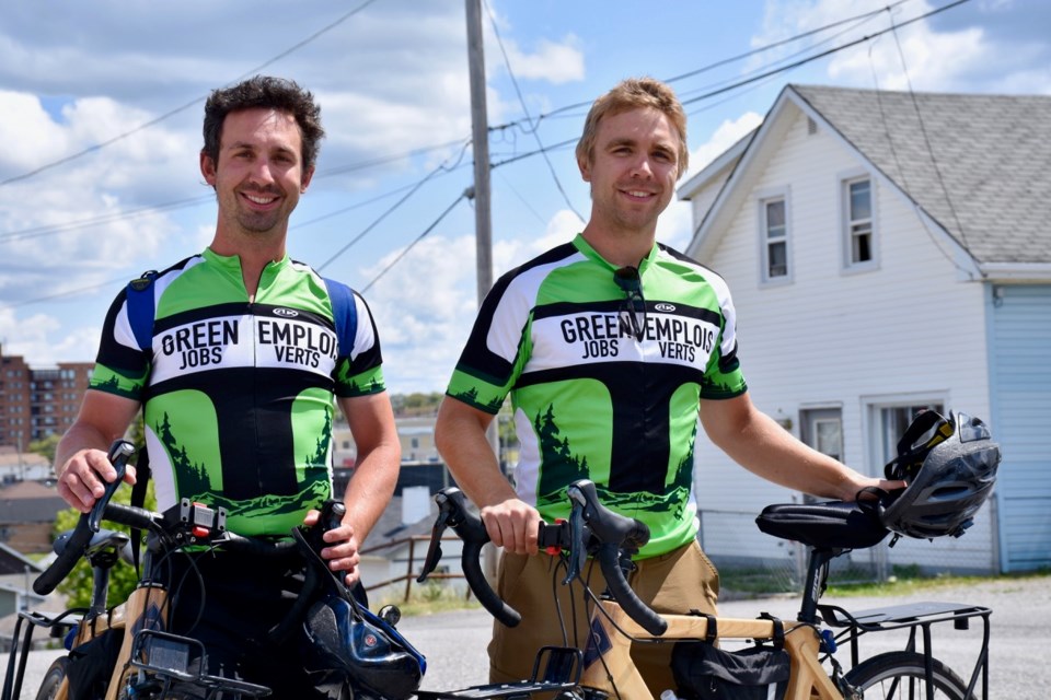 Nick and Zac Wagman are biking across Canada for the Project Learning Tree Canada's Green Ride for Green Jobs. Maija Hoggett/TimminsToday