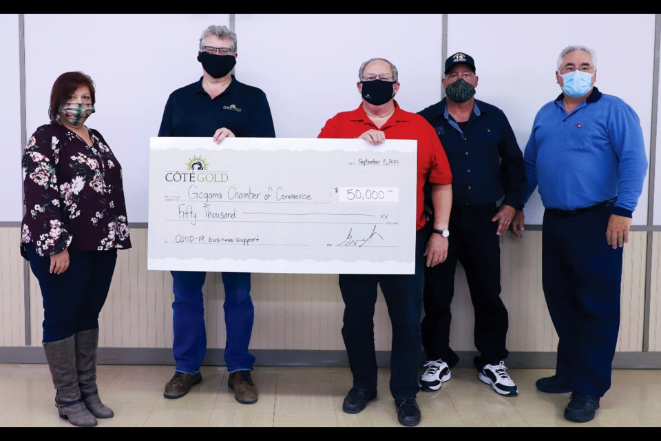 After officially breaking ground for the Côté Gold Mine on Sept. 11, IAMGOLD stopped by the Gogama Chamber of Commerce to donate $50,000. (Supplied photo)