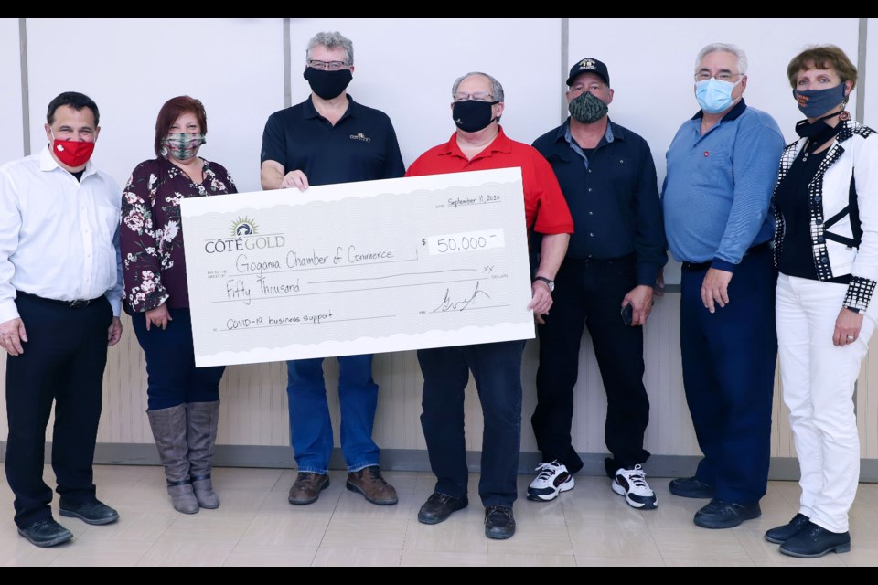 IAMGOLD's donates $50,000 to the Gogama Chamber of Commerce after the groundbreaking of its Côté Gold project. (Supplied photo)