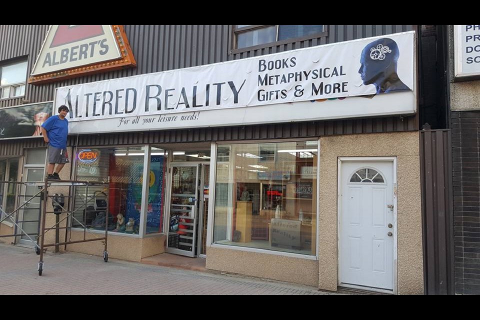 Third Avenue and Pine Street S. in Timmins has a new Altered Reality as the old Book Bin sign atop of the city's favourite used book store has been replaced by a new sign that marks the shops evolution from bookstore to leisure centre. Photo: courtesy of Mike Young