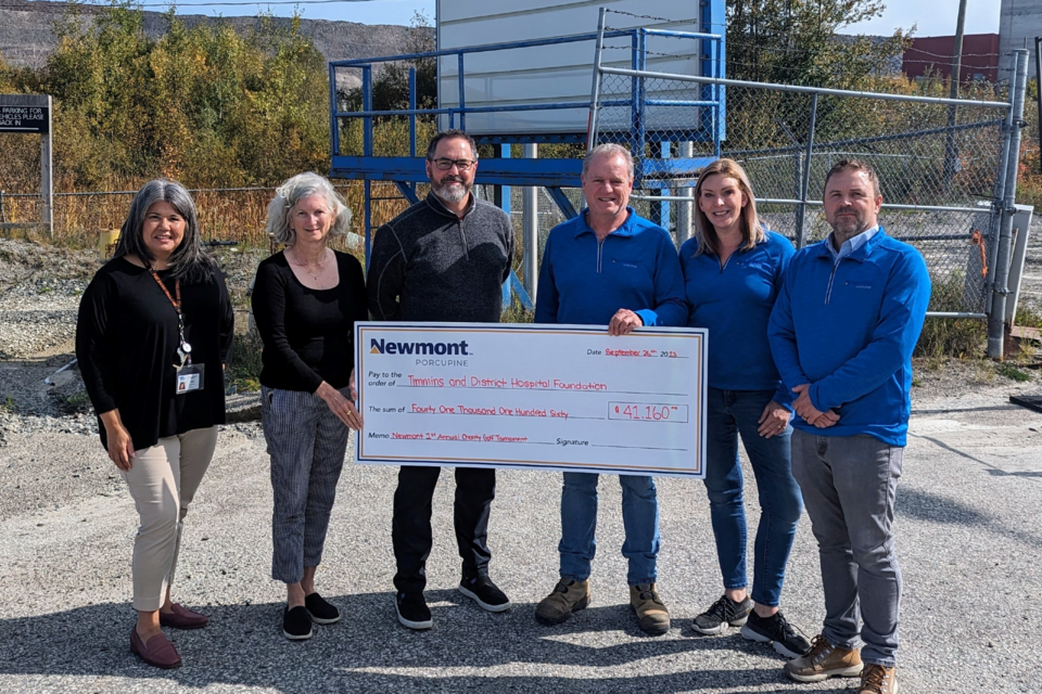 Newmont Porcupine donates the proceeds of its charity golf tournament to the Timmins and District Hospital Foundation.
