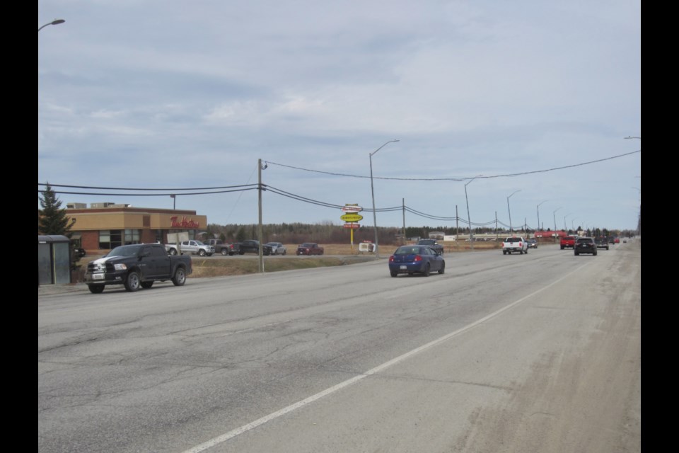 The Tim Hortons location on Highway 101 East in South Porcupine is on the opposite side of the road from the sidewalk. Andrew Autio for TimminsToday                               