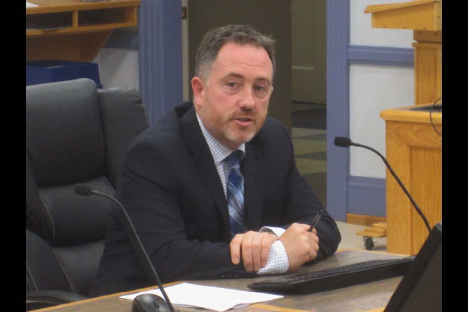 City of Timmins Chief Administrative Officer Dave Landers speaks at city hall on Thursday. Andrew Autio for TimminsToday                               