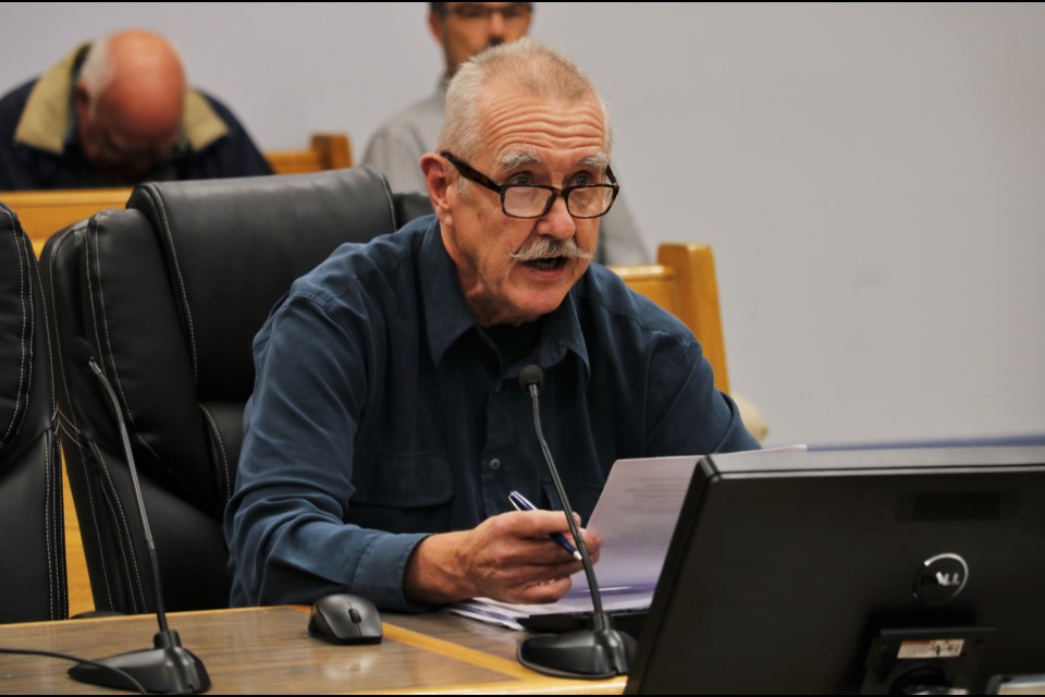 Timmins resident John Ivanovs speaks at council on Tuesday night. Andrew Autio for TimminsToday