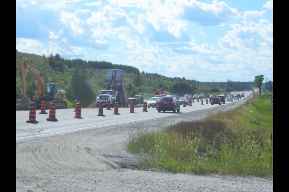 Phase 1 of the Connecting Link construction is well under way and causing slowed traffic between Timmins and South Porcupine. Andrew Autio for TimminsToday                               