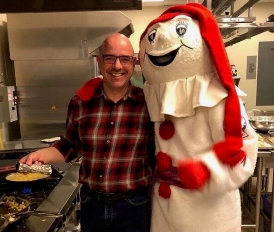 Ernest Plante with the  Bonhomme Carnaval mascot in February 2020. Supplied photo