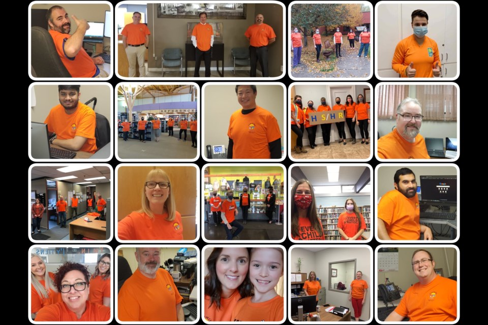 The City of Timmins shared this collage of their staff wearing orange.