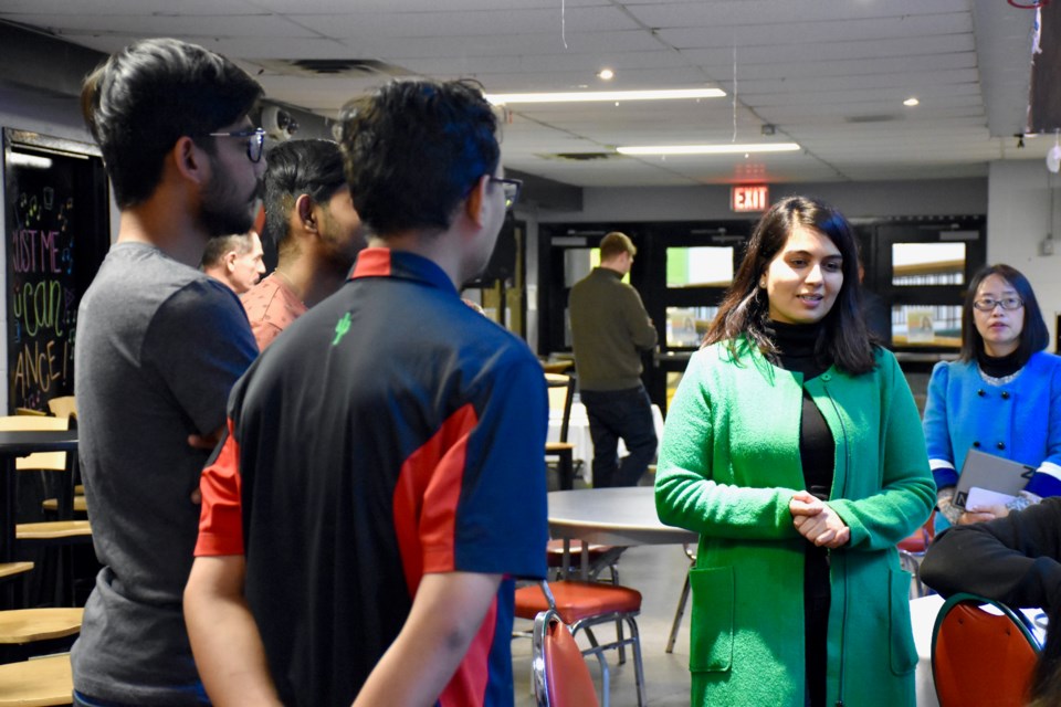 Ontario NDP Deputy Leader Sara Singh meets with international students at Northern College. Maija Hoggett/TimminsToday