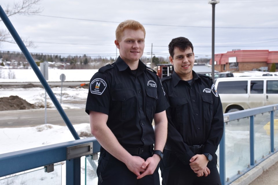 Northern College Police Foundations students Logan Ferrington and John Adams. Maija Hoggett/TimminsToday