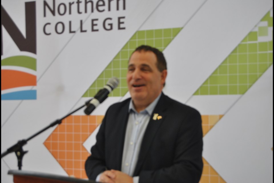 Marc Serre, MP for Nickel Belt and Northern Liberal Caucus chair announces $11 Billion in funding towards the construction of Northern College's Integrated Emergency Services Responders Complex. Frank Giorno for TimminsToday.