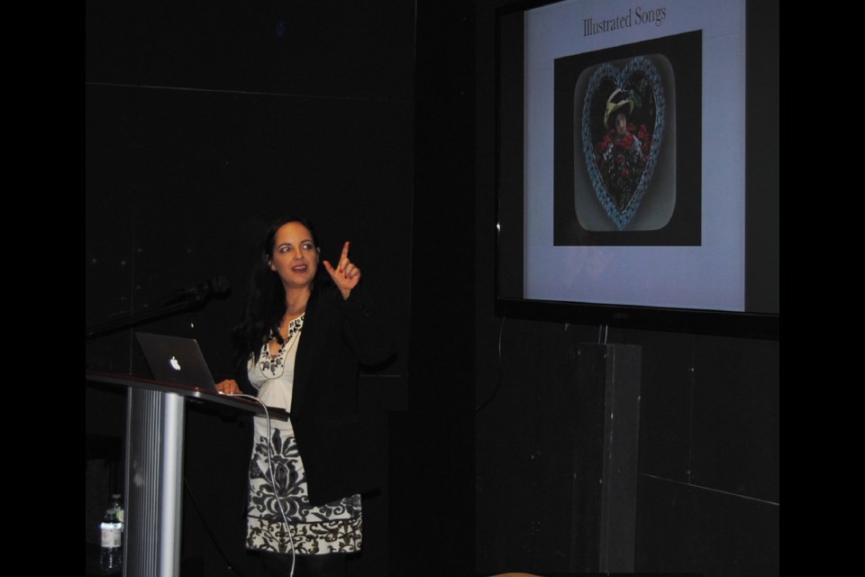 PHD Student Jessica Whitehead delivered a one hour lesson on Timmins' rich movie history at the Timmins Museum. Photo Frank Giorno Timminstoday.com staff