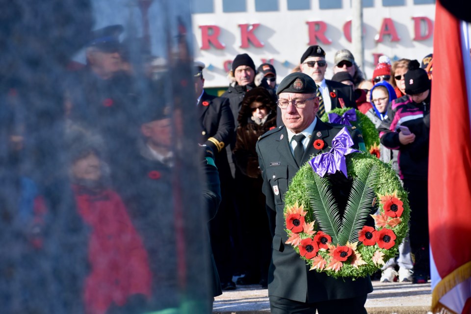 The laying of the wreaths during the ceremony. Maija Hoggett/TimminsToday