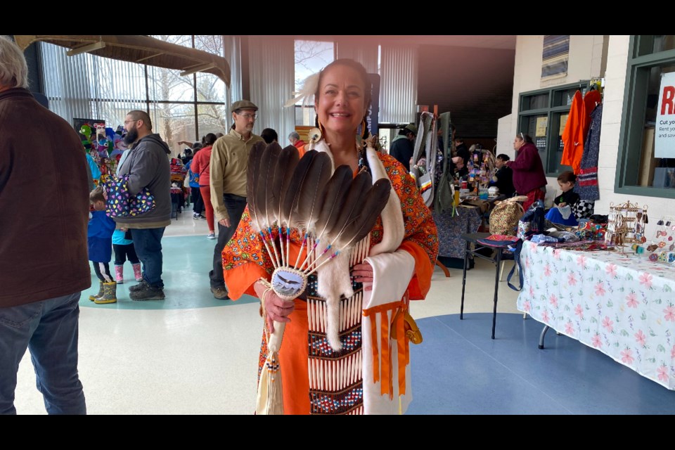 Tina Cote travelled from Temiskiming First Nation to take part in the 2024 Northern College Powwow.