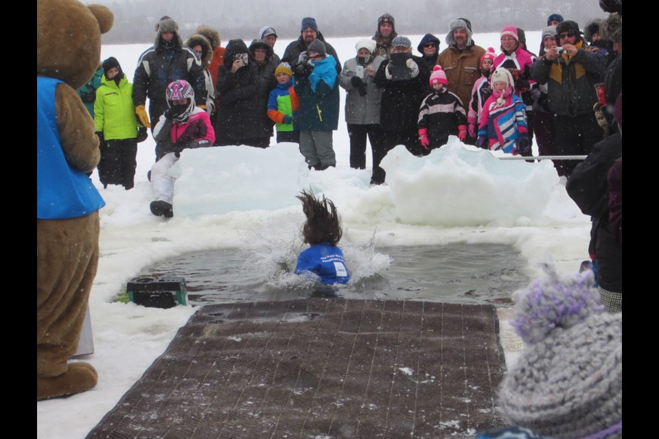 Many brave participants took the plunge into Porcupine Lake on Monday afternoon. Andrew Autio for TimminsToday                               