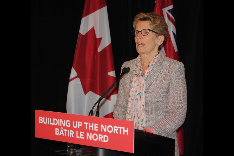 Premier Kathleen Wynne stood her ground and fielded relentless questioning by Timmins media on the high electricity and gasoline prices as well as deteriorating ONR bus service. Photo by Frank Giorno TimminsToday.com