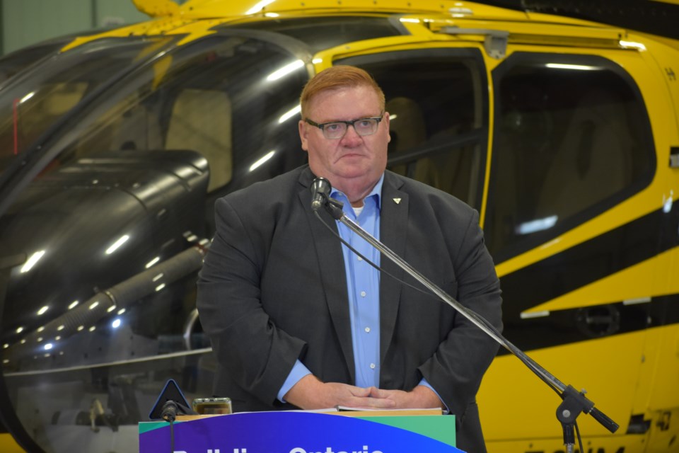 Minister of Natural Resources and Forestry Graydon Smith in Timmins on Oct. 12, 2023,