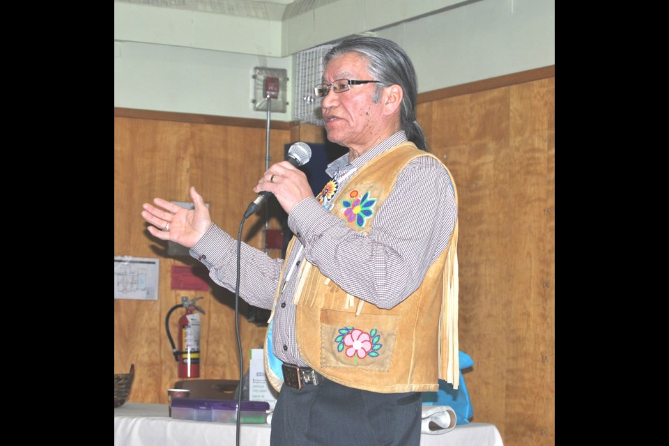 Edmund Metatawabin author of Ghost River addresses Timmins students about First Nation culture and his experiences of abuse at St. Anne's Residential School. Frank Giorno for TimminsToday.