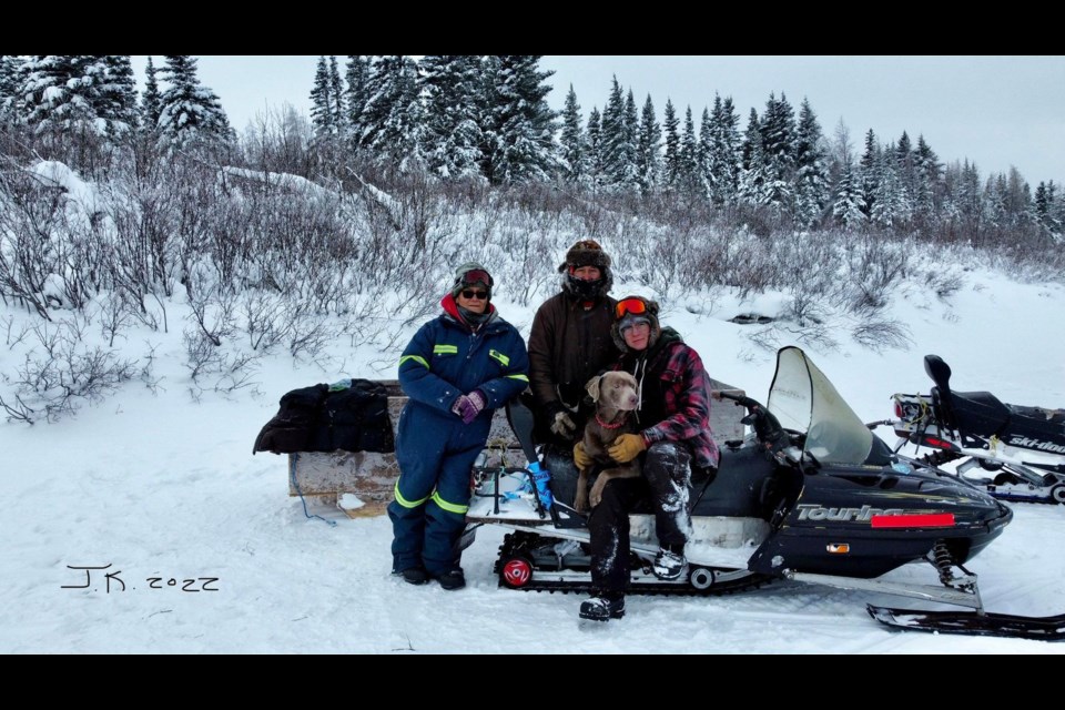 James Kataquapit, Monique Edwards and their 17-year-old son Jeronimo Kataquapit went on a 180-kilometre snowmobile trip up north to Lake River. They also brought their dog Gunner.