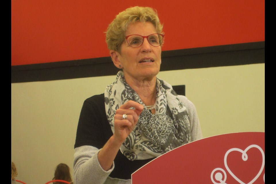 Premier Kathleen Wynne speaks during a press conference held at the Timmins YMCA on Thursday morning. Andrew Autio for TimminsToday                               