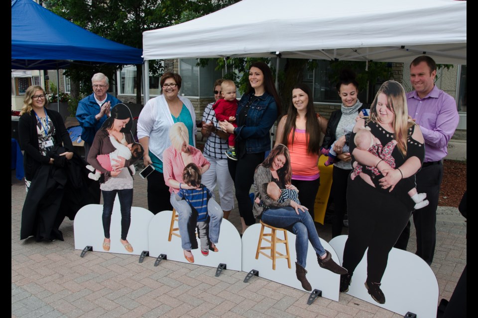 The Breastfeeding Models are unveiled at the launch of the Porcupine Health Unit's "Breastfeeding in Public” campaign at the Timmins Urban Park. Supplied photo