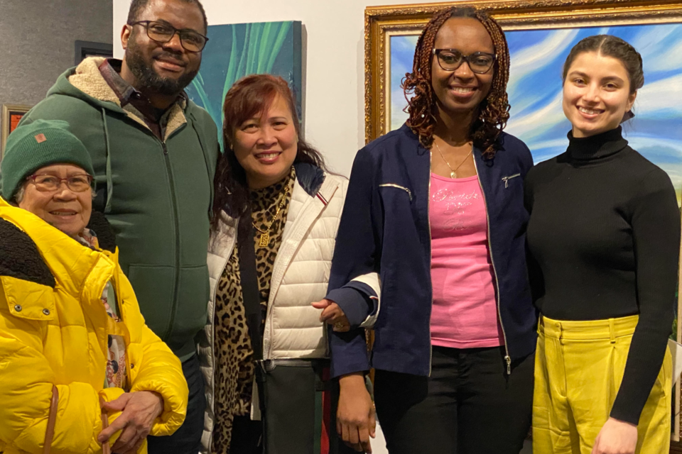 Everard Kasimanwuna, Estella Chow, Ifeoma Kasimanwuna and Jaspreet Kaur at the lunch at the Timmins museum for the International Day of Elimination of Racism and Discrimination symposium.