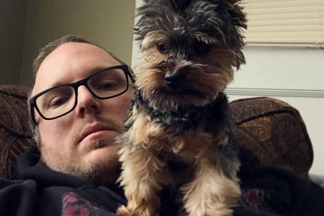 Adam McKay, a local photographer and filmographer, got in front of the camera to take a selfie with his dog, Sam. Photo submitted by Adam McKay.
