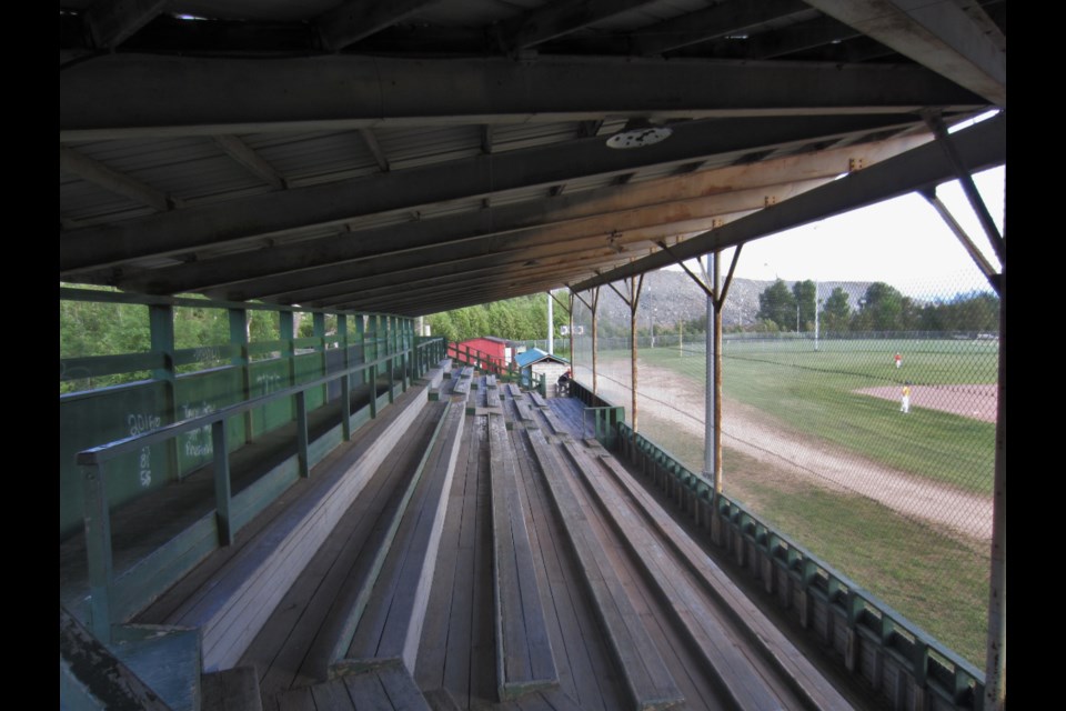 The historic wooden grandstand at Fred Salvador Field in Hollinger Park. Andrew Autio for TimminsToday                               