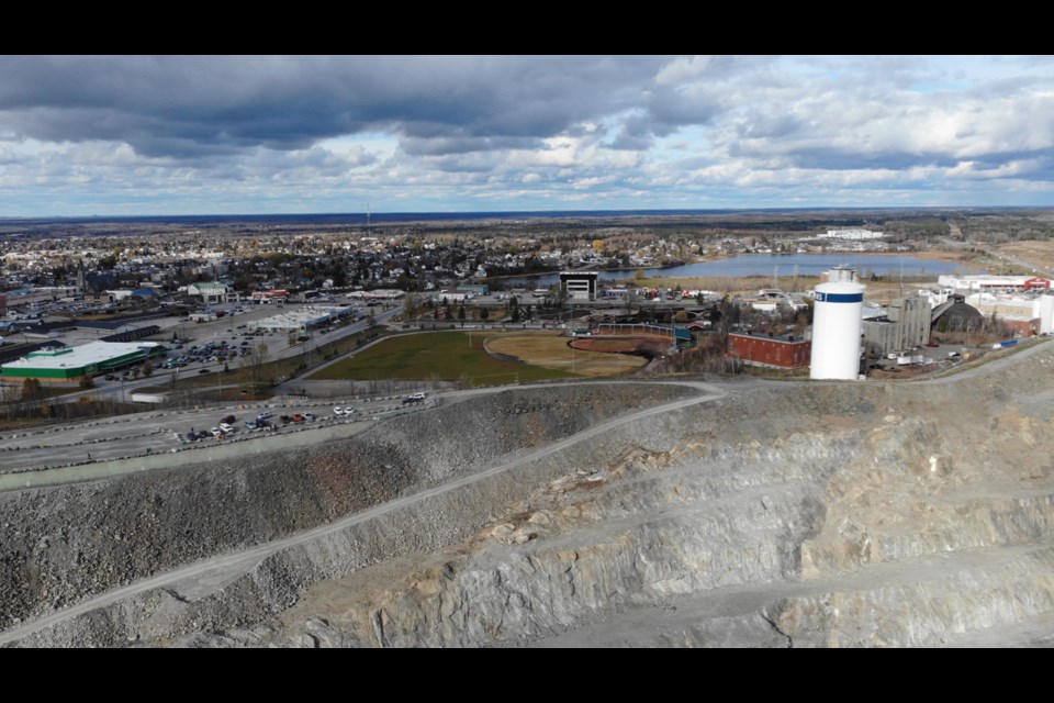 A Newmont Porcupine drone photo of the Hollinger Open Pit. 