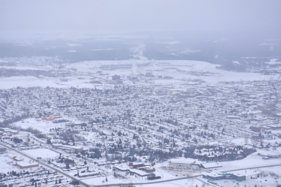 A view of Timmins from a Bellanca Scout aircraft. While the air cadets had the opportunity to familiarize themselves with flying in the aircraft this weekend as part of Operation Aurora, TimminsToday was also given a tour over parts the city. Maija Hoggett/TimminsToday 