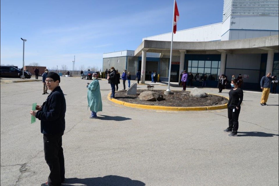 Timmins and District Hospital frontline workers were treated to a parade of appreciation from local police departments, the fire department and EMS. Supplied photo