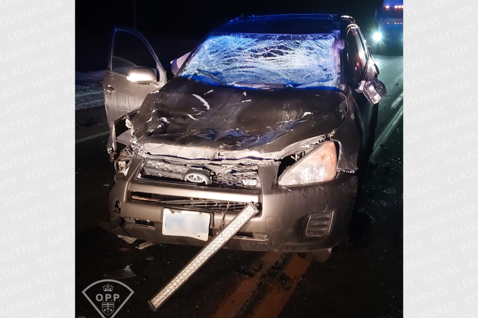 OPP is reminding people to drive cautiously at night, after a recent crash involving a moose on Highway 11 near Cochrane.