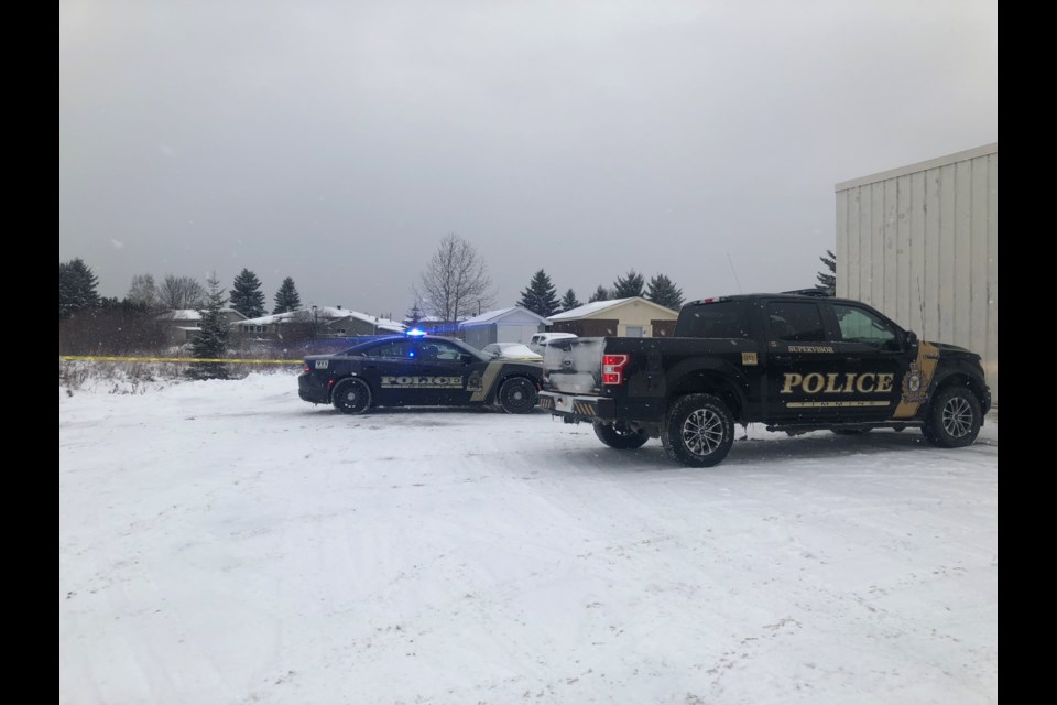 Timmins Police say a body was found at the Porcupine Mall. An area has been secured behind the building. Maija Hoggett/TimminsToday