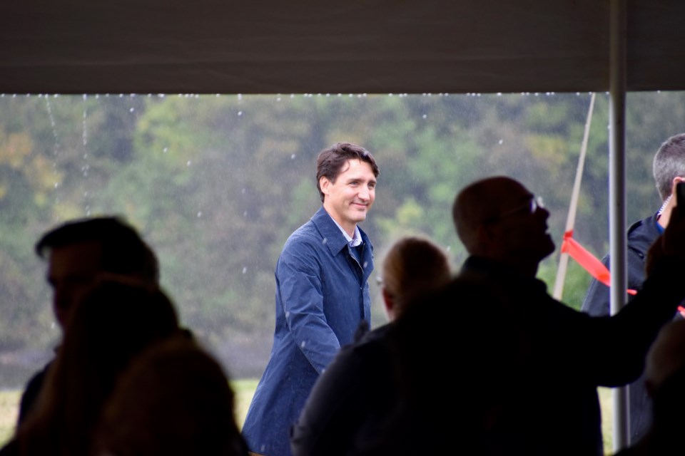 Prime Minister Justin Trudeau arrives at a rally in Timmins Wednesday, Aug. 29. Maija Hoggett/TimminsToday