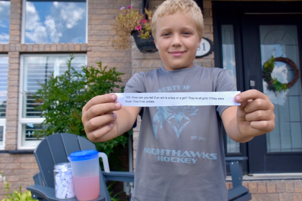 People supporting Kenzie Roberge's lemonade stand on Aug. 21 will also walk away with a free joke.