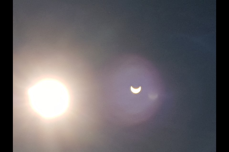 A photo taken during the partial eclipse with an Android cell phone camera. Frank Giorno for TimminsToday.