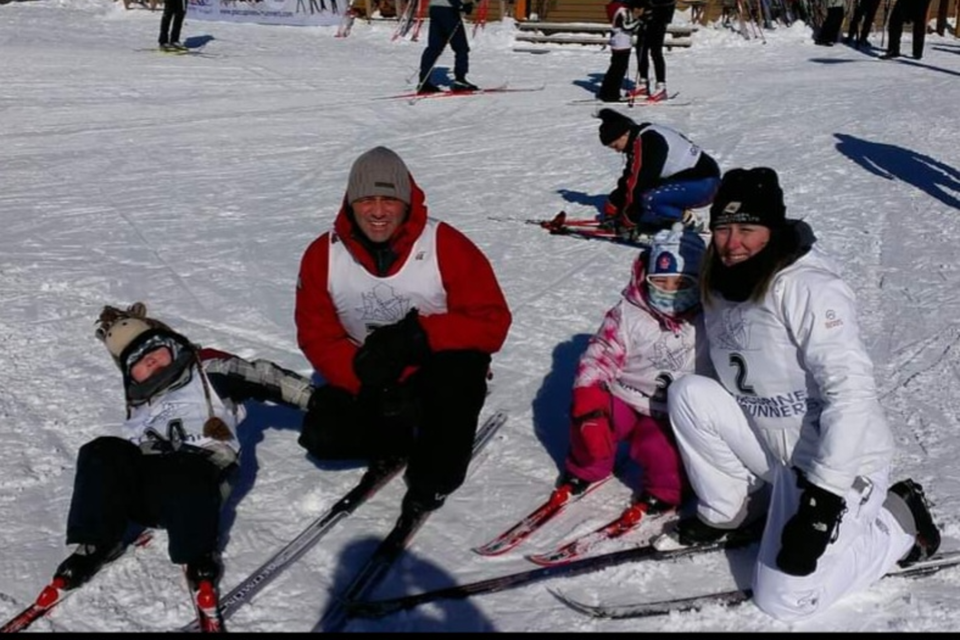 Christine Dorion (right) with her husband Peter and kids Bryson and Kaitlyn, enjoy a day of cross-country skiing. 