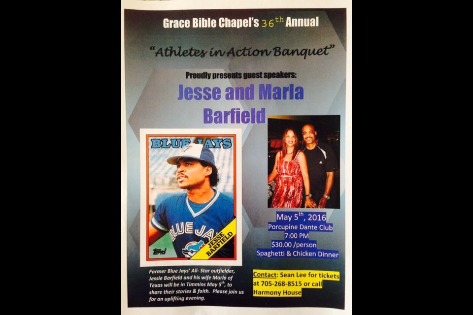 Jessie Barfield and his wife Marla headline 2016 Athletes in Action banquet at the Dante Club. Photo courtesy Sean Lee, Grace Bible Chapel.