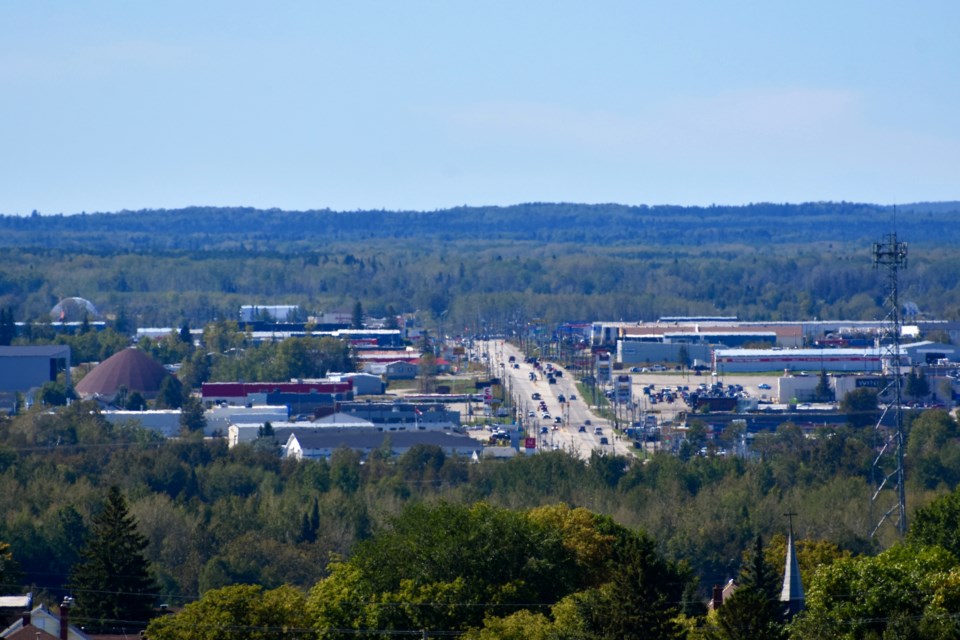 A view of the City of Timmins from the Hollinger Open Pit lookout.