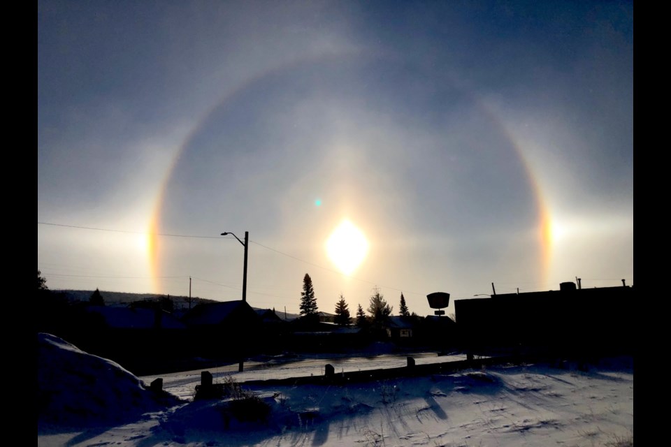A glorious sun dog rises over The Beer Store this morning. Maija Hoggett/TimminsToday