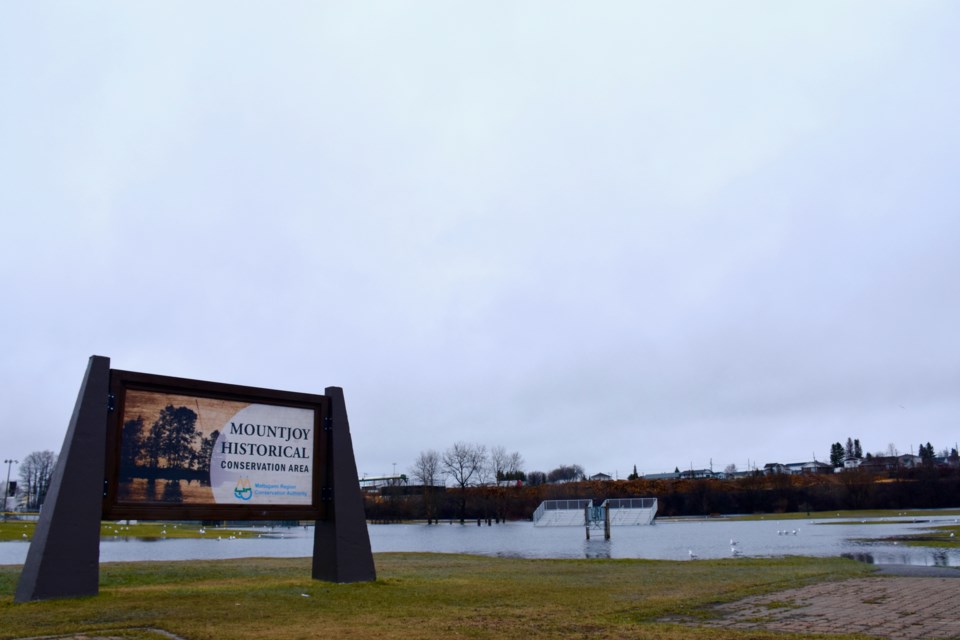 Water from the Mattagami River is flowing over into the Mountjoy Historical Conservation Area. Maija Hoggett/TimminsToday