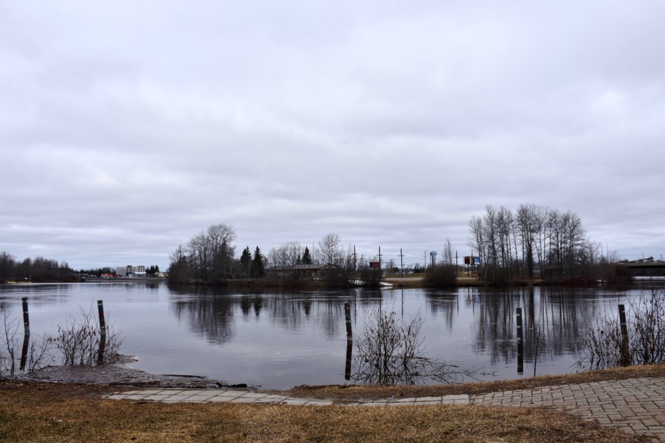 Water levels are up on the Mattagami River. This photo was taken near the boat launch on April 16, 2024.