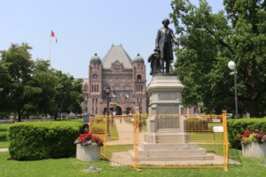 Boarded up for five years, statue of Sir John A. Macdonald back in full view