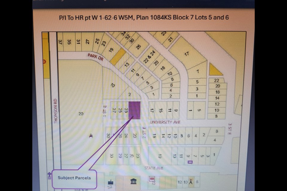 Woodlands County map of rezoning application lots set to for a public hearing on July 17
