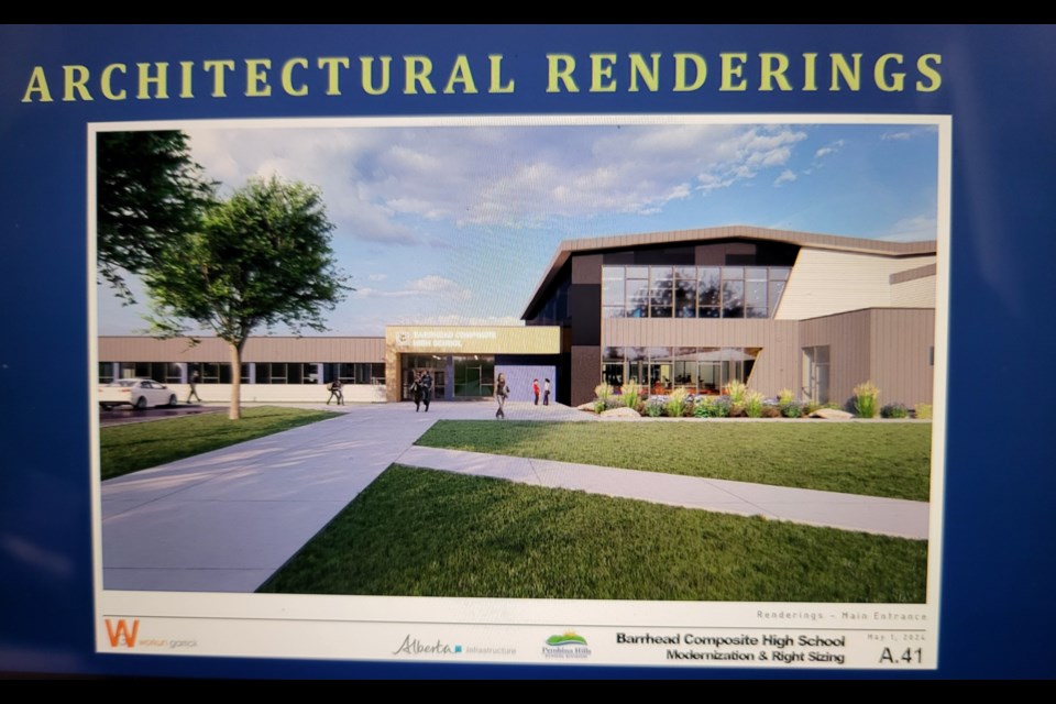 Barrhead High School Mockup of Modernization and Resizing Plan front entrance