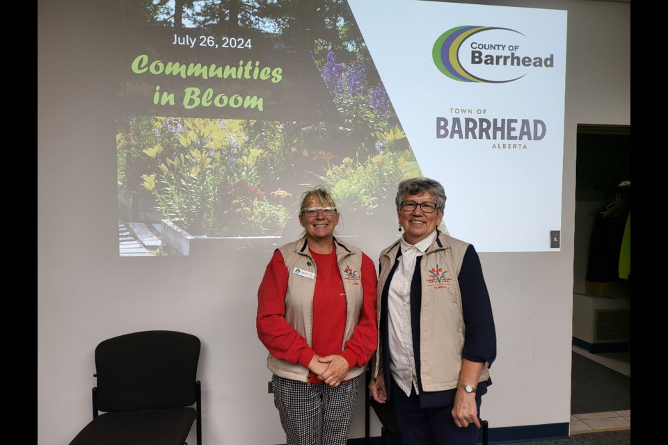 Communities in Bloom judges, Sherry Cote and Maureen Sexsmith-West were in town to assess Barrhead in the annual Communities in Bloom Society judging.