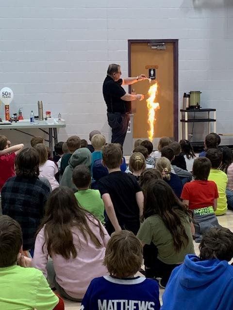 Eleanor Hall students watch in awe at the chemistry experiments from Dr. Boom